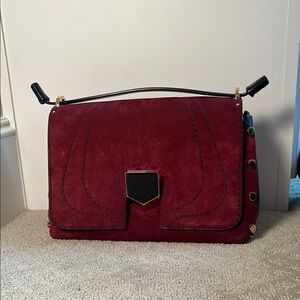 Jimmy Choo LOCKETT/S Bordeaux Suede Handbag